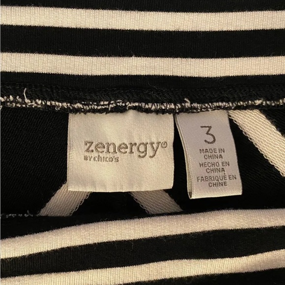 Chicos Zenergy Skirt (3) XL 16 Black White Maxi Long Pull On Stripe Chevron - Picture 8 of 11